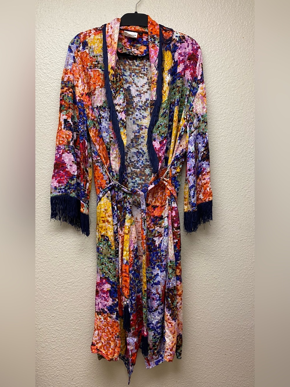 Kirstin Lamb Anthropologie Painterly Fringed Kimono Robe